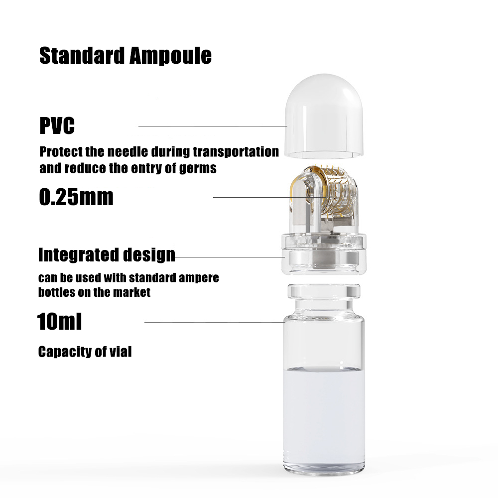 (0.25mm) Hydra Derma Roller 64 Pin Micro Titanium Microneedling Tips Derma Needles Whitening Bottle Roller Serum Injection for Skin Care Anti Aging Face Body Beard Hair Growth 10ml