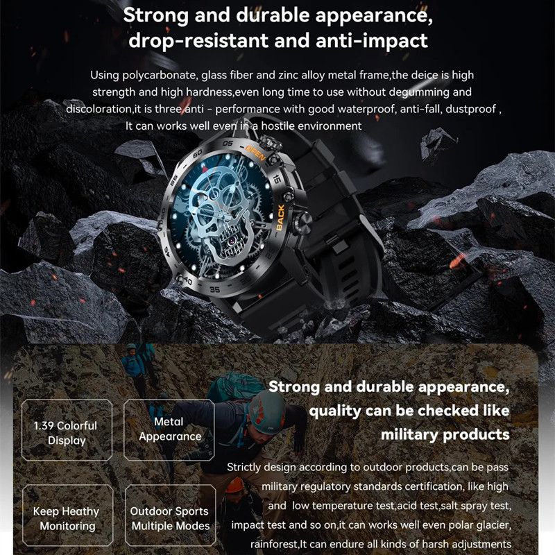 1.39inch Bluetooth Smart Watch Super Long Standby Wristwatch Outdoor Sport Men Women Smartwatch