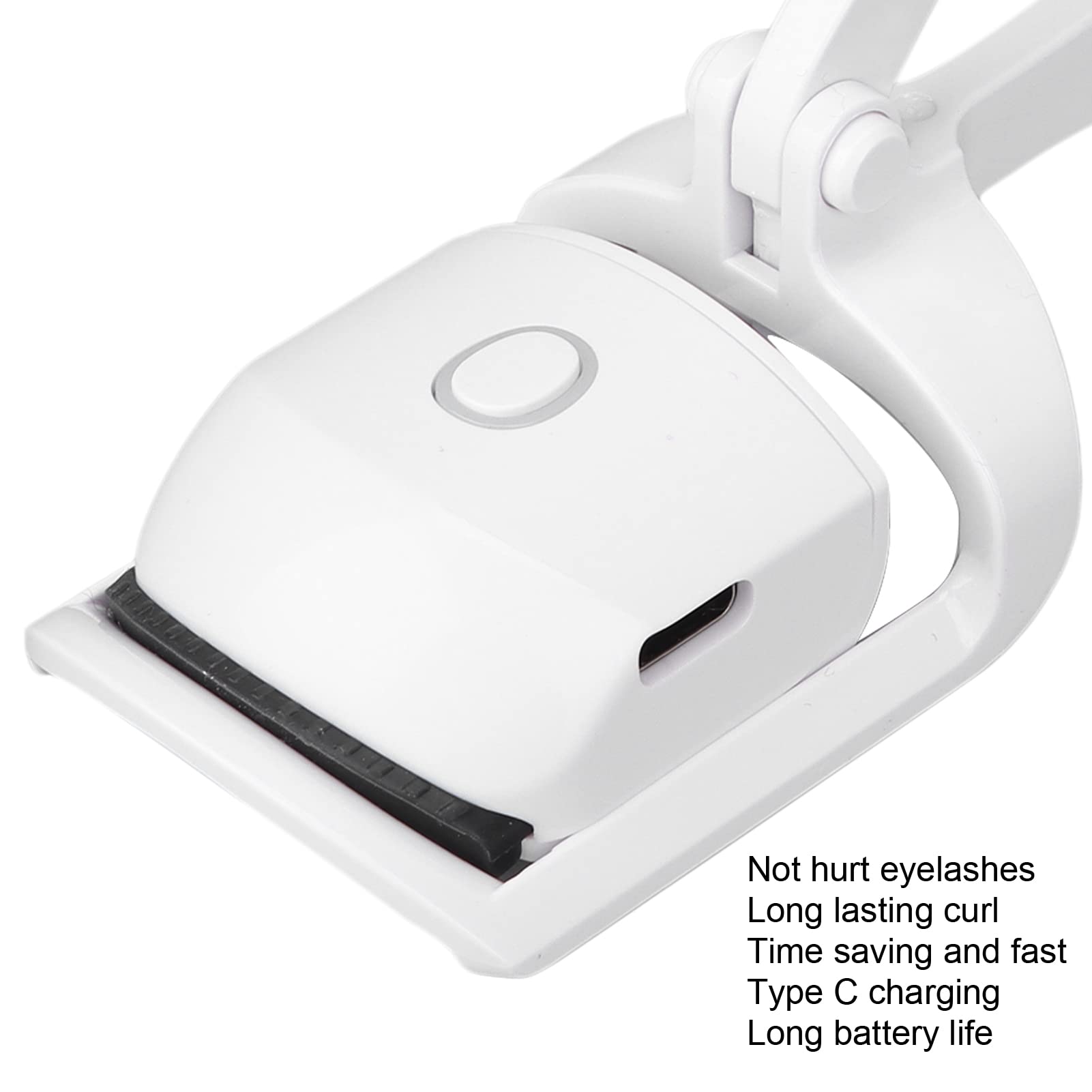 (White) Eyelash Curler Heated Eyelash Curler Clip Handheld Electric USB Lashes Curl Tool Portable Eyelashes Auxiliary Rechargeable Fast Heating Up Beauty Tool Curling Makeup