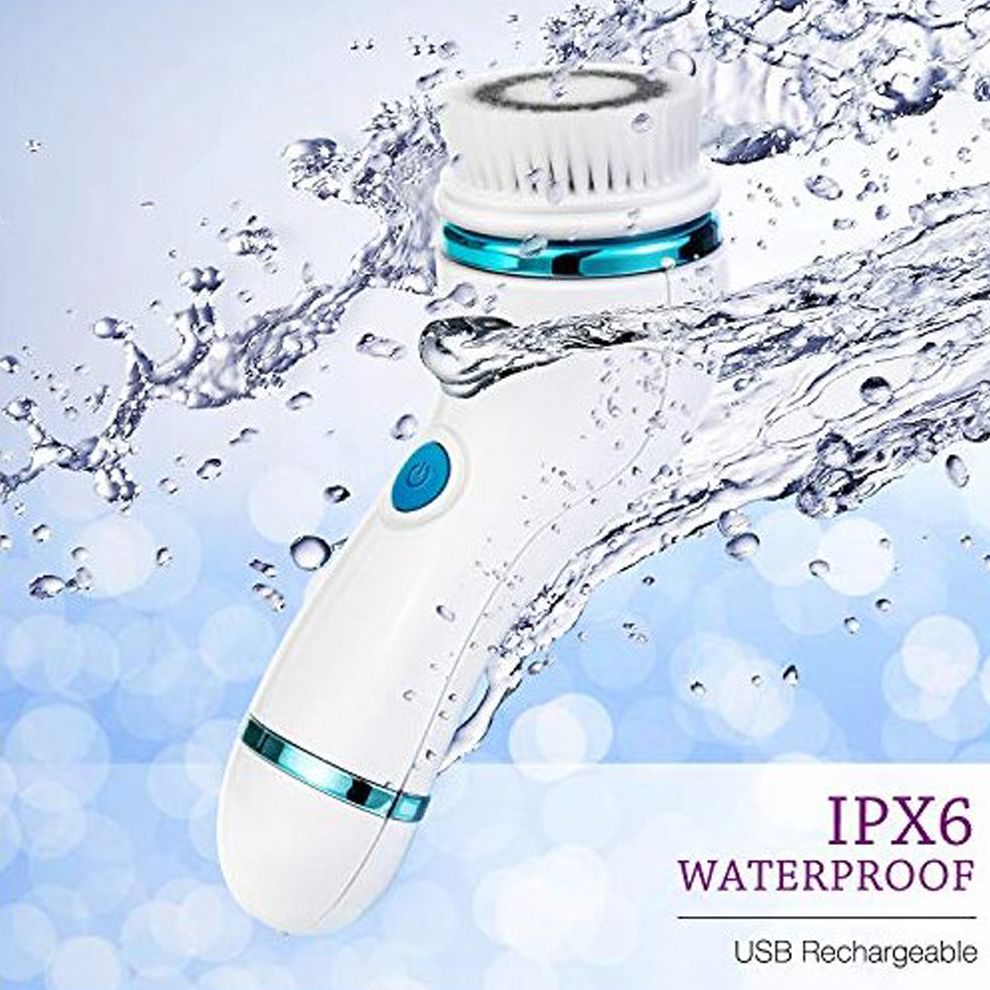 Facial Cleansing Brush Rechargeable Face Brush Set IPX65 Waterproof Electric Rotating Face Scrubber for Deep Cleaning Exfoliating Blackhead Removing