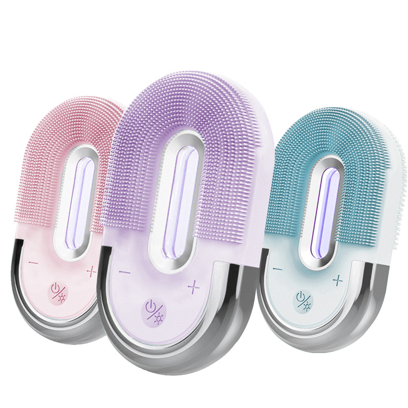 (Pink) Facial Cleansing Brush Electric Silicone Face Massager Waterproof Face Scrubber for Deep Cleansing Exfoliating Rechargeable
