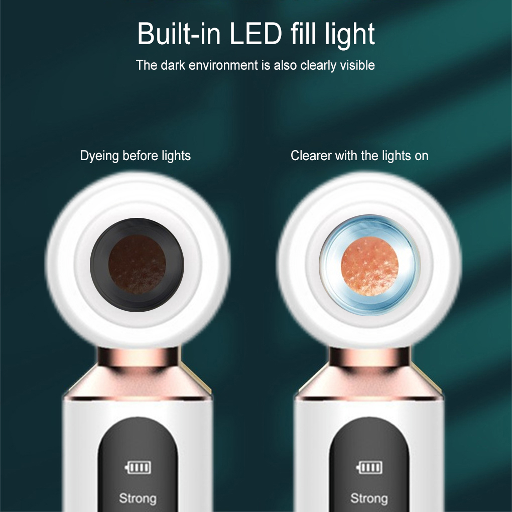 (Pink) Face Blackhead Remover Electric Vacuum Skin Care Exfoliating Equipment Suction Magnifier LED Filling Light Pore Cleaner Pimple Blemish Acne Removal