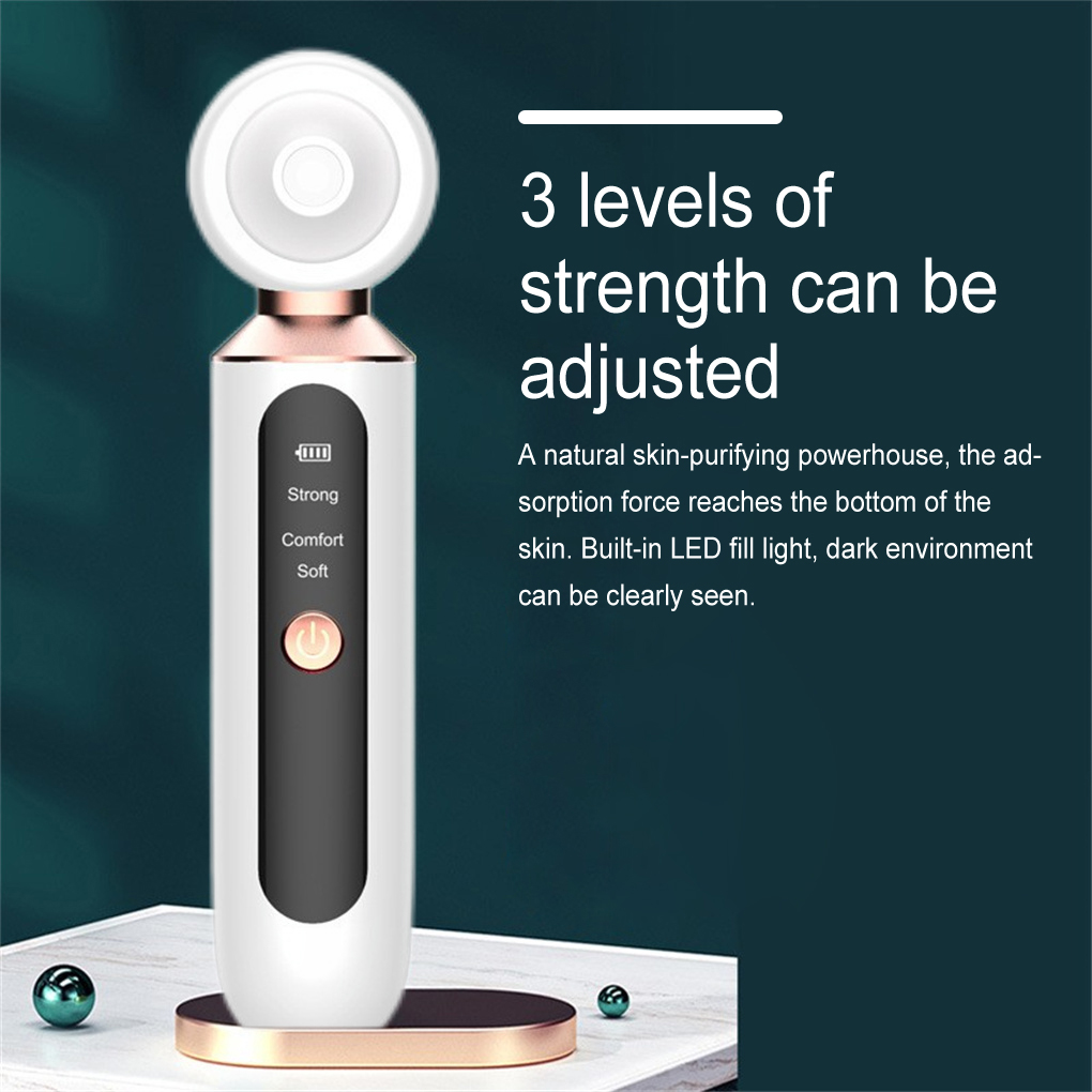 (Pink) Face Blackhead Remover Electric Vacuum Skin Care Exfoliating Equipment Suction Magnifier LED Filling Light Pore Cleaner Pimple Blemish Acne Removal
