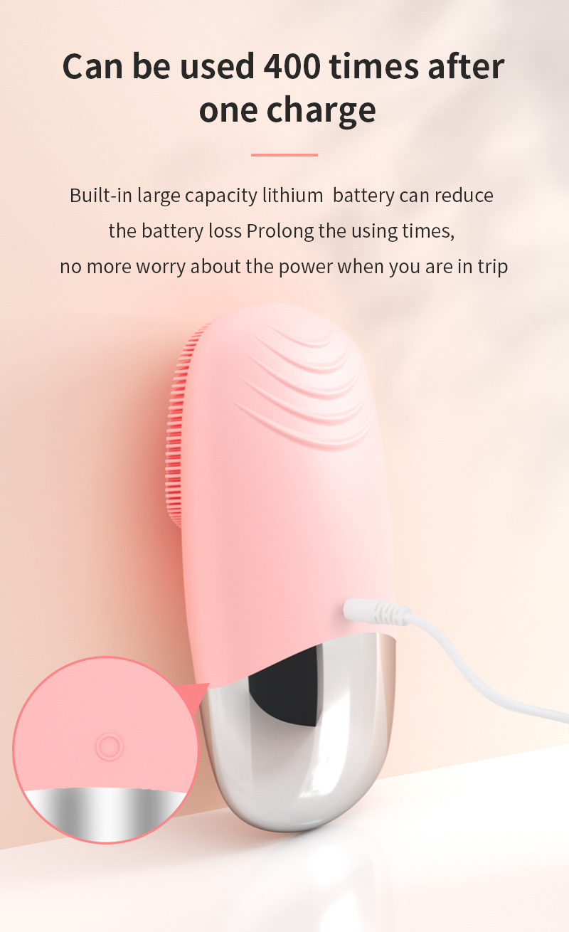 (Blue) Facial Cleansing Brush Deep Cleaning Cleanser Silicone Face Scrubber Electric Facial Massager Waterproof Exfoliating