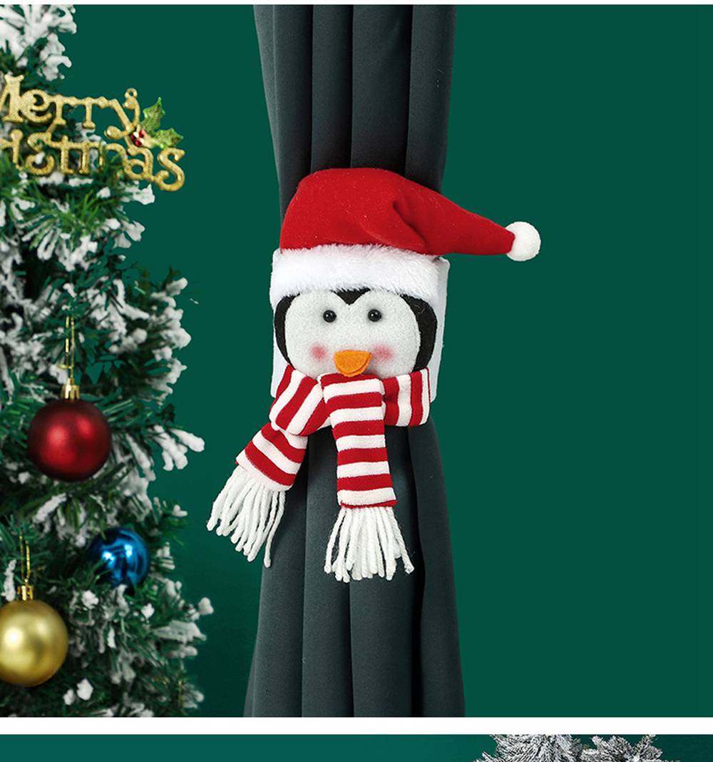 (1PCS Santa Claus) Christmas Curtain Tiebacks, Cute Christmas Curtain Buckle Ties Cartoon Santa Claus Snowman Elk Doll Christmas Curtain Decorations for Indoor Living Room Windows