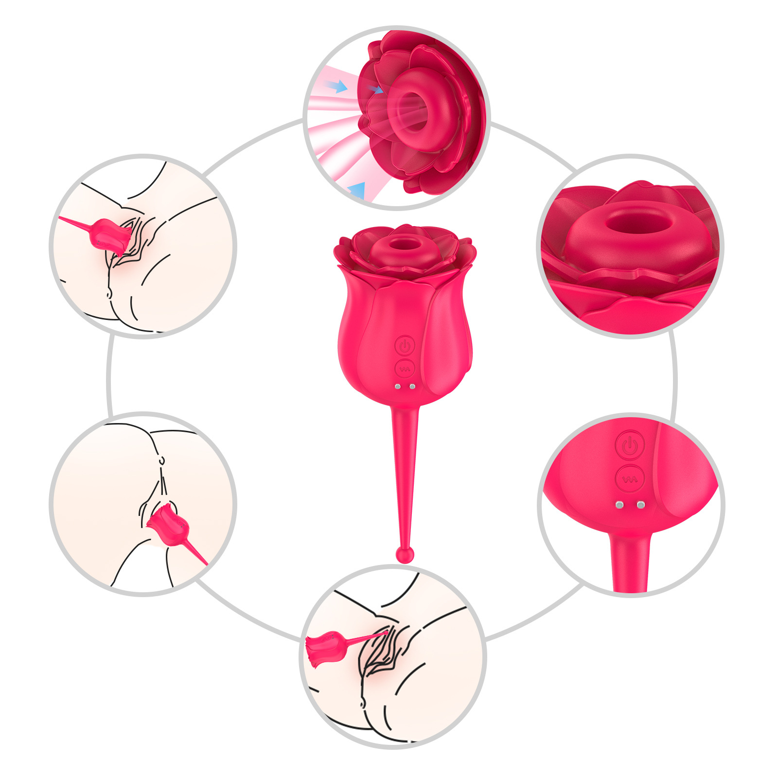 (Rose Red) Rose Vibrator Sex Toys for Adults Clit Vaginal Nipple Sucker Breast Enlarge Massager Masturbation