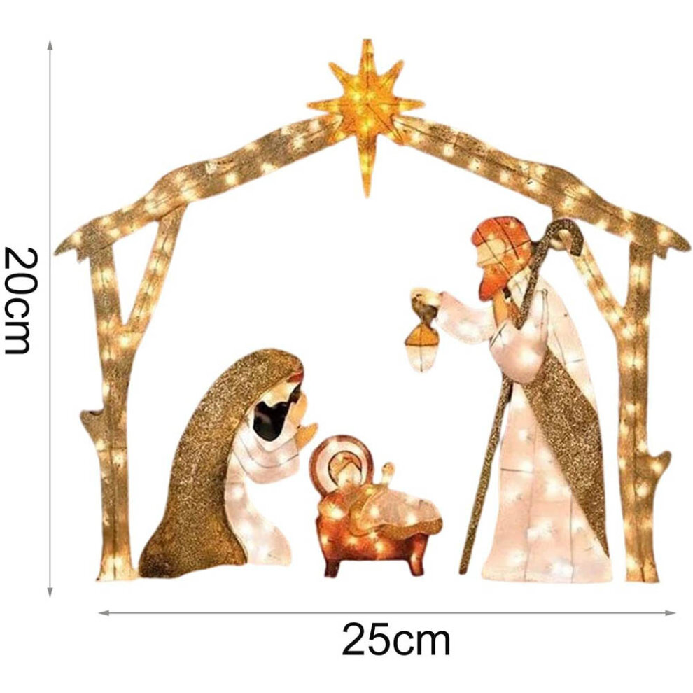 Christmas Decoration Christmas Jesus Holy Family Nativity Scene Yard Ornaments Outdoor Garden Decor with Lights String