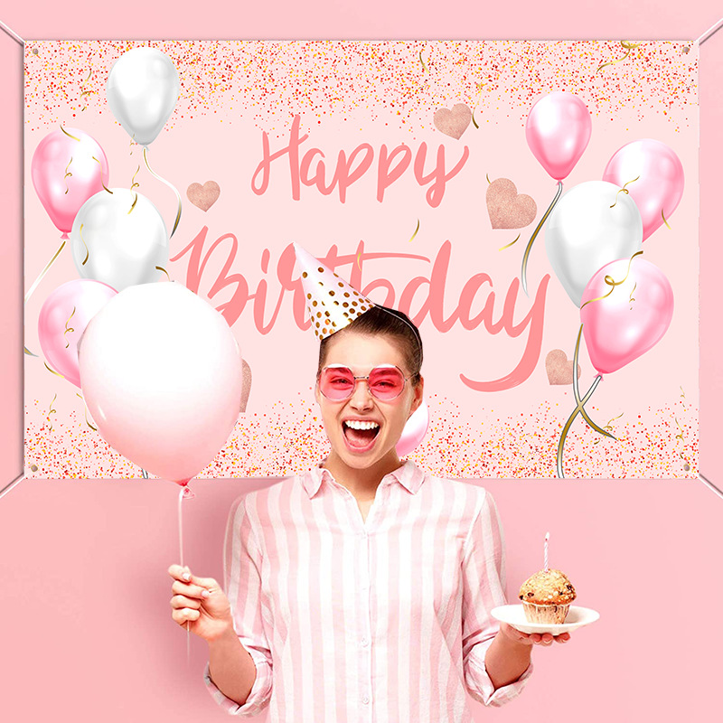 Birthday Decorations Backdrop Happy Birthday Banner Party Supplies Photo Background for Children Men Women