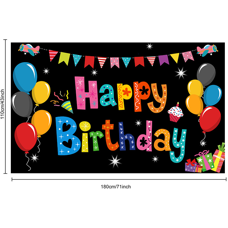 (Happy Birthday Banner) Colorful Birthday Banner Birthday Sign Party Supplies Background for Birthday Party Favor Door Decorations