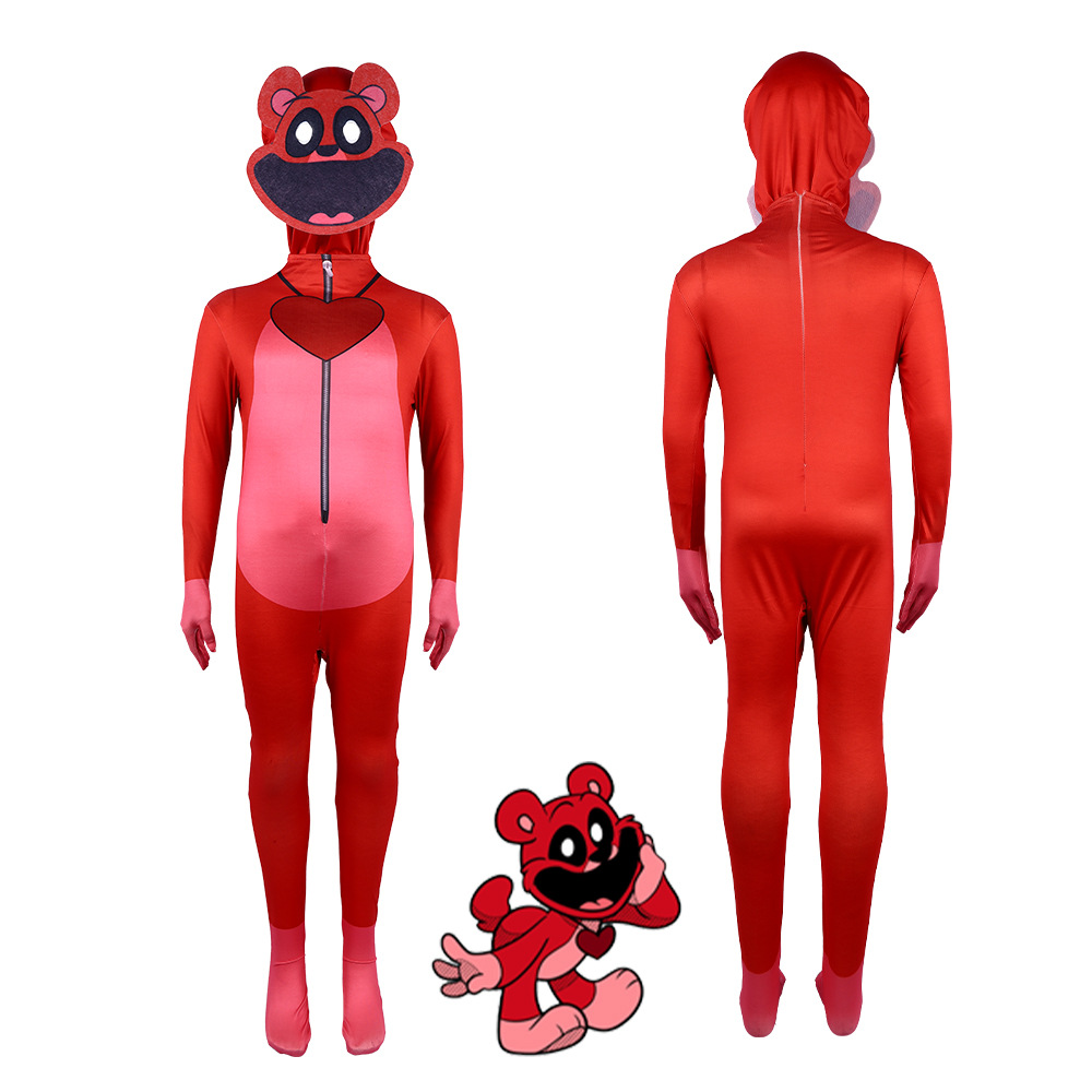 (110CM) Poppy Playtime 3 Smiling Critters Bobby Bearhug Costume Child Halloween Party Dress up With Head Cover Bodysuit