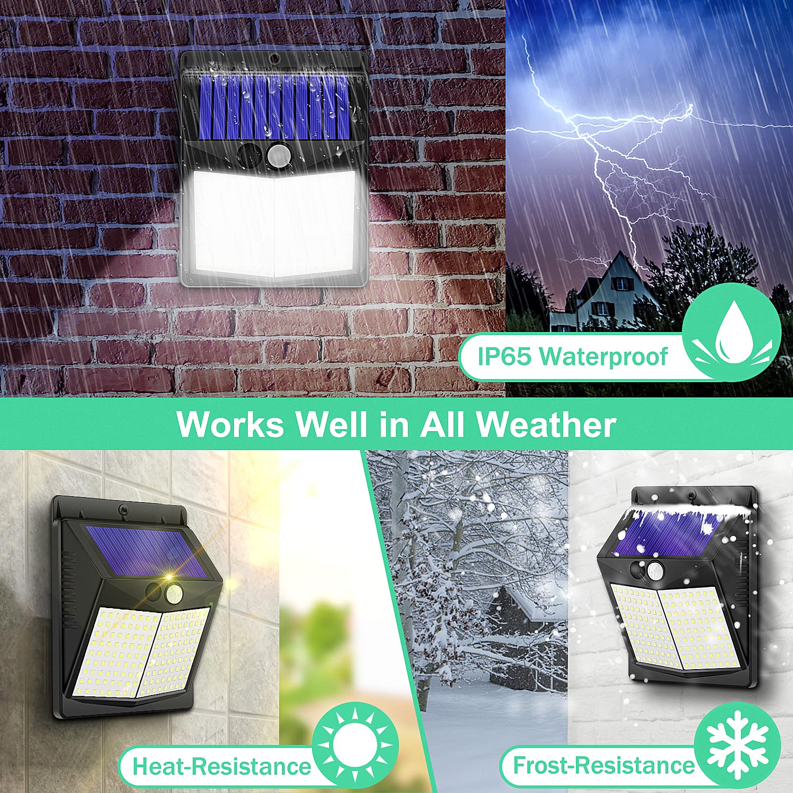 144 LED Security Lights Outdoor Motion Sensor Garden Fence IP65 Waterproof External Sensor Solar Lights for Front Door Yard Garage