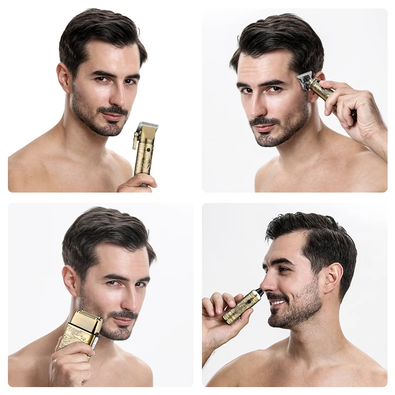 All Metal Hair Clippers Ears Nose Hair Trimmer Electric Shaver Set Hair Cutting Machine Mens Grooming Tools