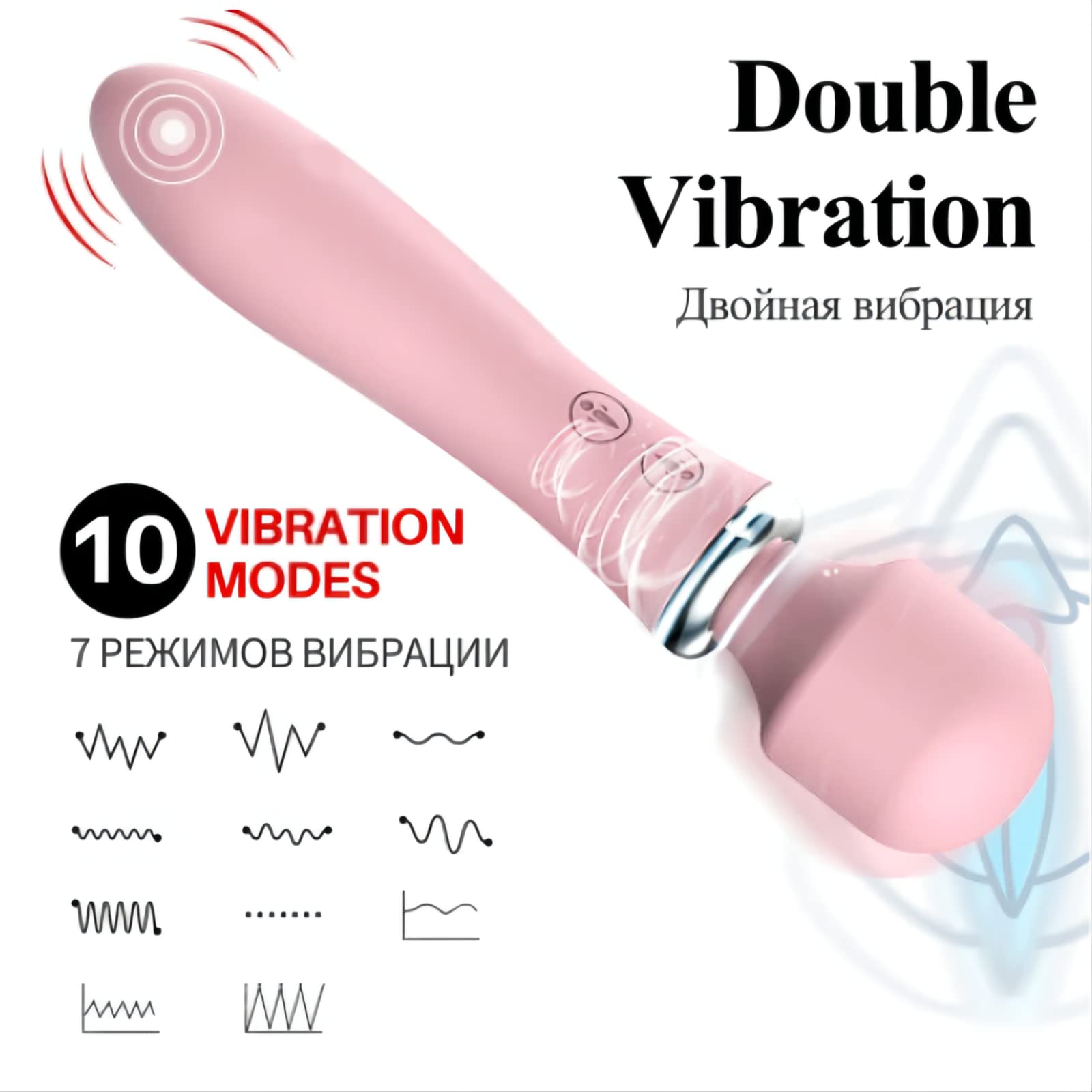 (Pink) G Spot Dildo Sex Toy for Woman Clit Stimulator  Female Masturbator Double Headed AV Vibrator Wand Massager Masturbation Device Erotic Adult Products