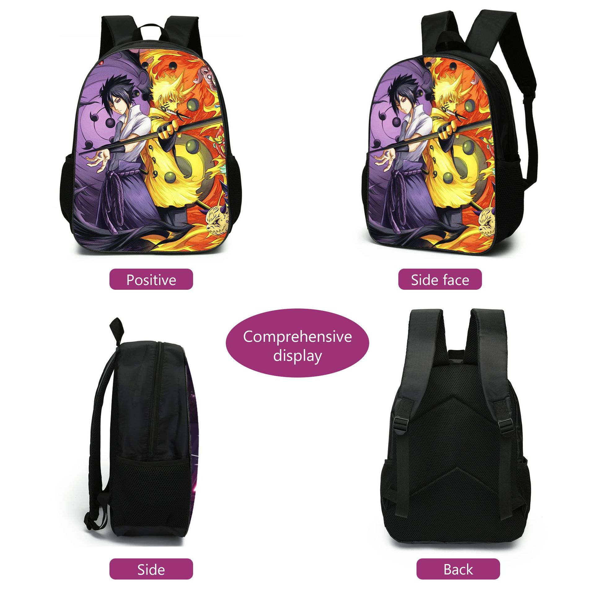 NARUTO Backpacks Kids School Backpack Sasuke School Bag 3D Printed Cartoon Anime School Bags for Boys