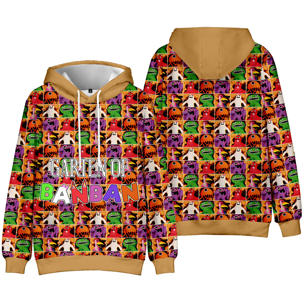 (Kids~100 cm) Garten of Banban Gaming Themed Hoodie - Casual Pullover Sweatshirt with Hood for Adults and Children