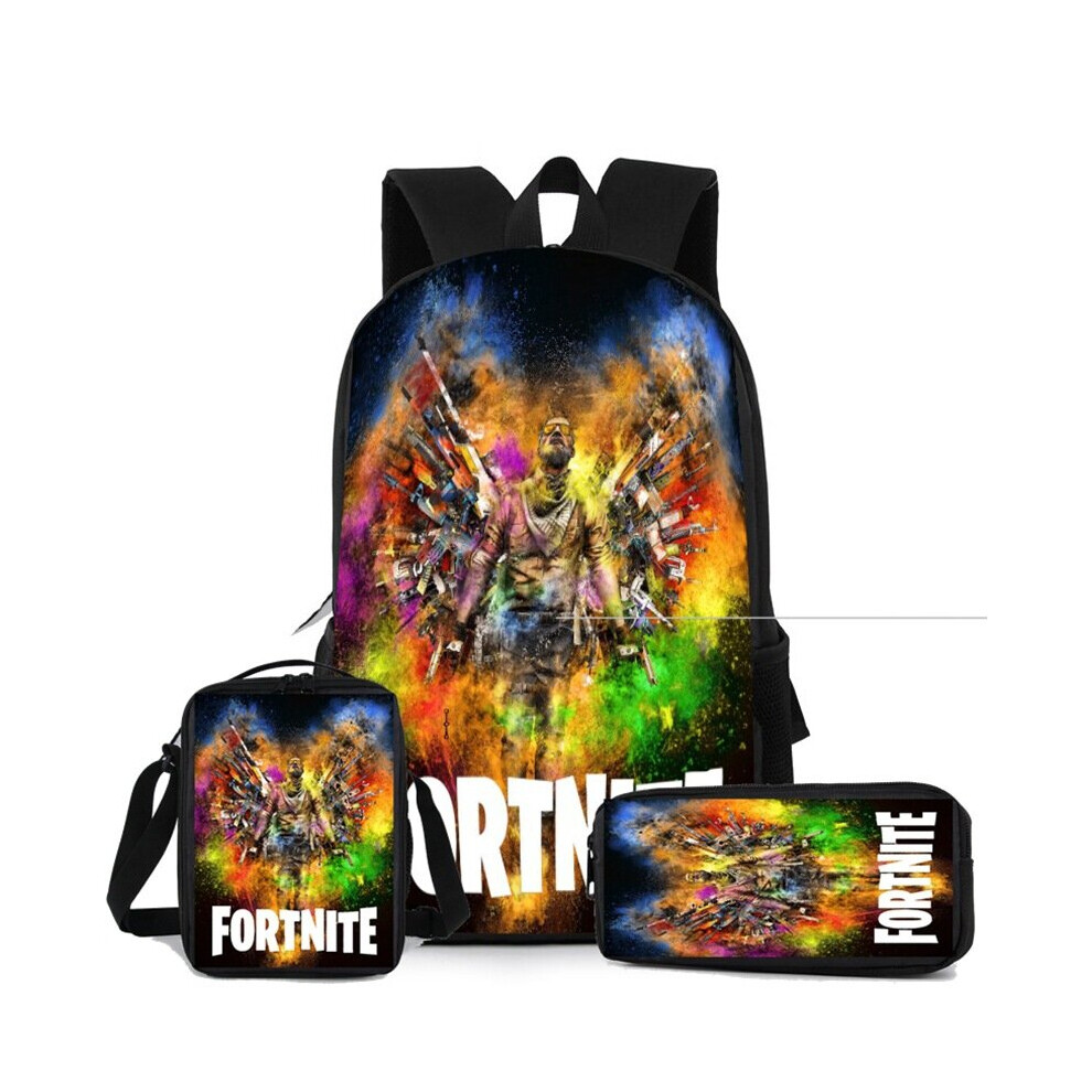 (Type 02) Fortnite Game School Bag Backpack Lunch Bag Pencil Case 3PCS