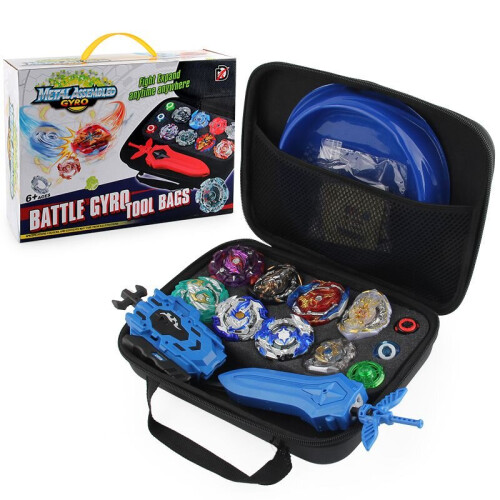 New 8pc Beyblade Burst Set With Launcher + Bag
