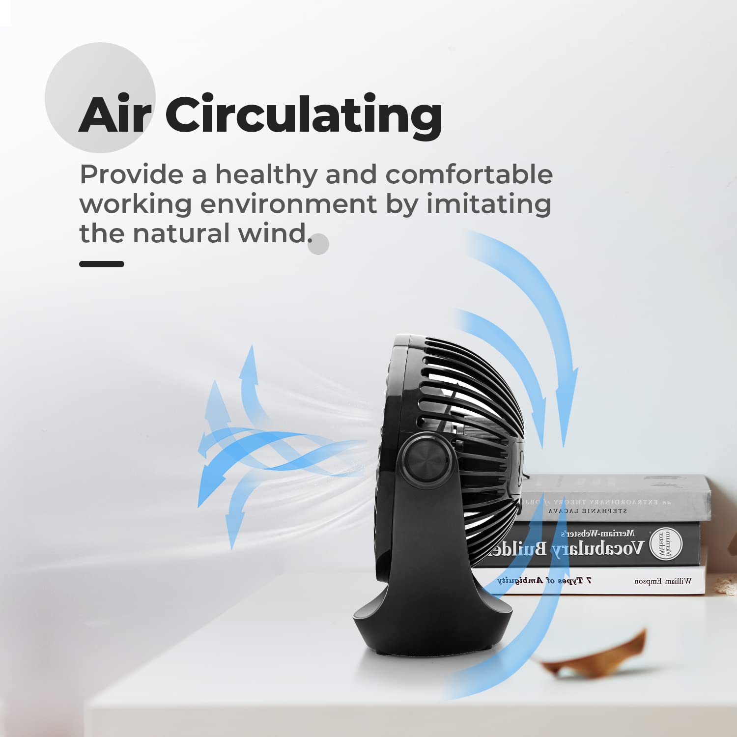 (Black) OCOOPA USB Desk Table Fan with Strong Airflow Quiet Operation Portable Cooling Fan Speed Adjustable Rotatable Head for Home Office Bedroom Table and Desktop