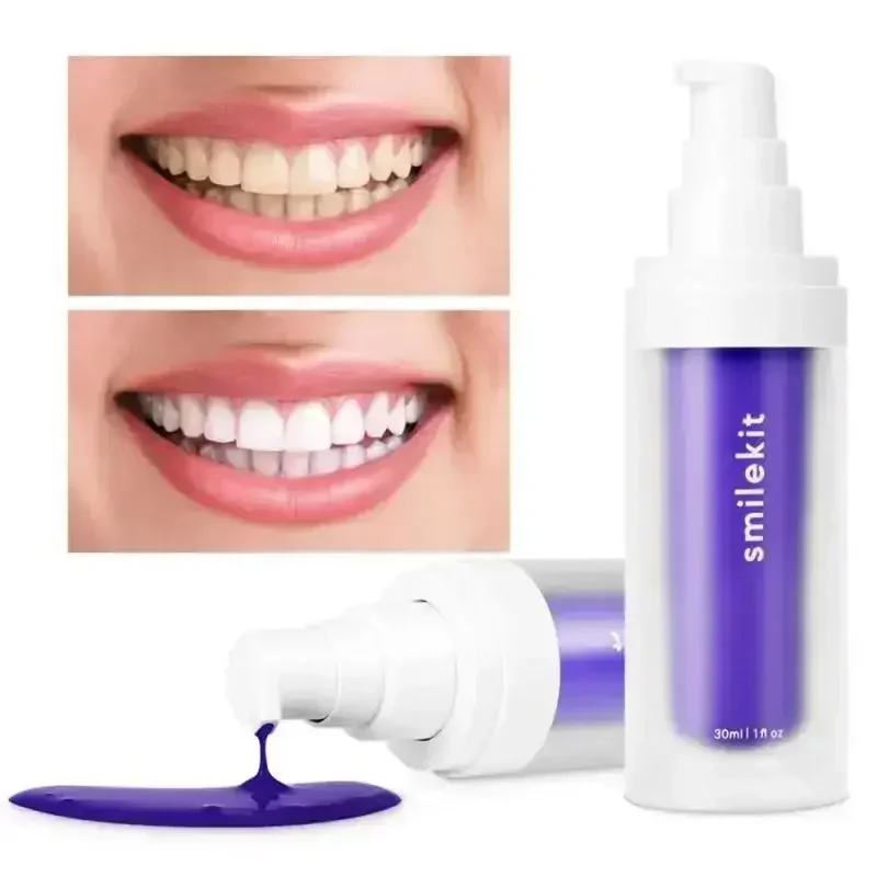 SMILEKIT V34 Purple Whitening Toothpaste Remove Smoke Stain Tartar Reduce Yellowing Care For Teeth Gums Fresh Breath Clean Oral Hygiene Teeth Care 30ml