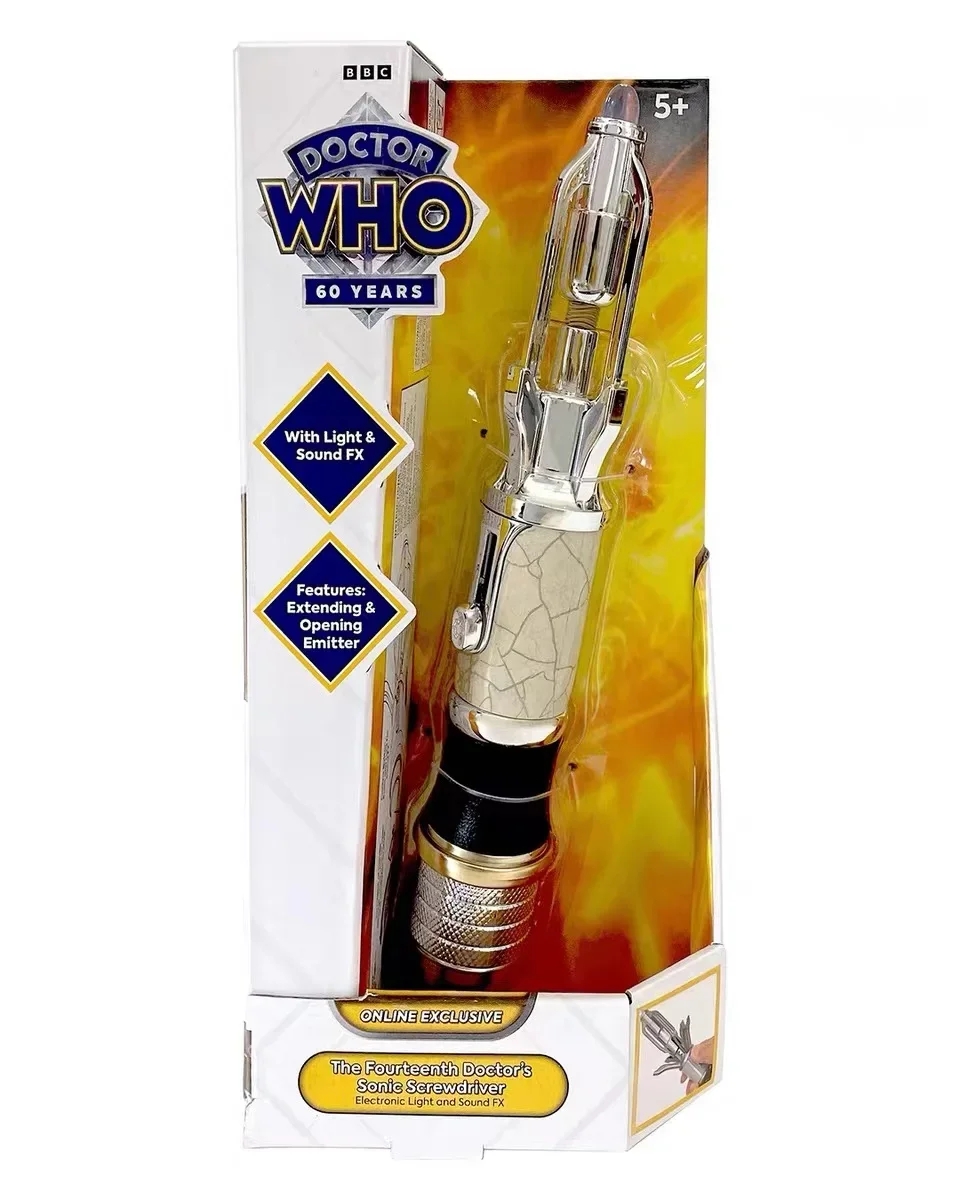 Doctor Who 14th Chrome Sonic Screwdriver Model Light Sounds Toy Collectors Kids Gift