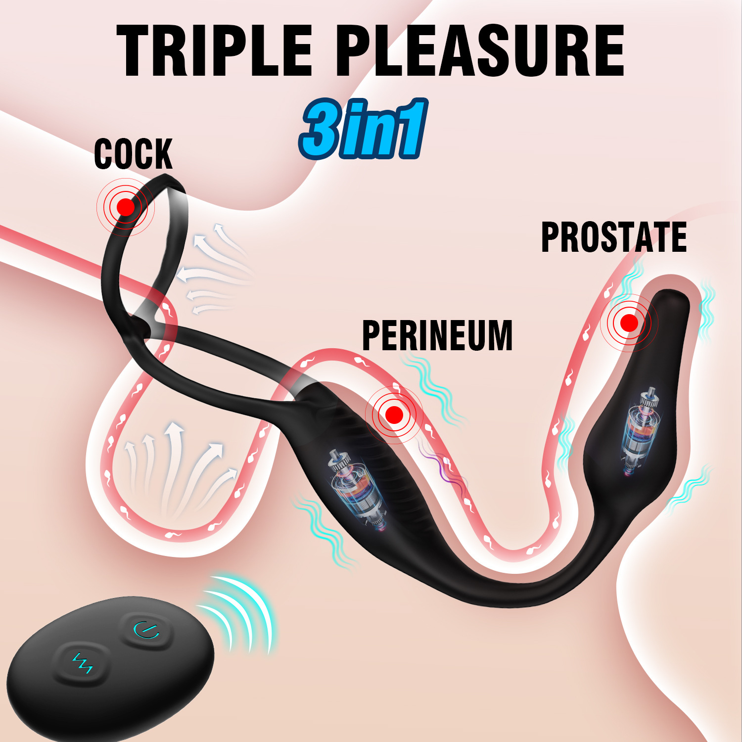 Vibrating Anal Vibrator Butt Plug Remote Control Prostate Massager Anal Plug Penis Ring Perineum Stimualtor Sex Toy for Men 3 in 1 Cock Ring