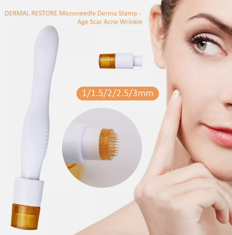 (0.2mm) DRS 40 Needle Titanium Derma Stamp Micro Needling Professional Therapy System Seal Needle for Face Skin Care Scalp Hair Beard Growth Beauty Equipment Tool