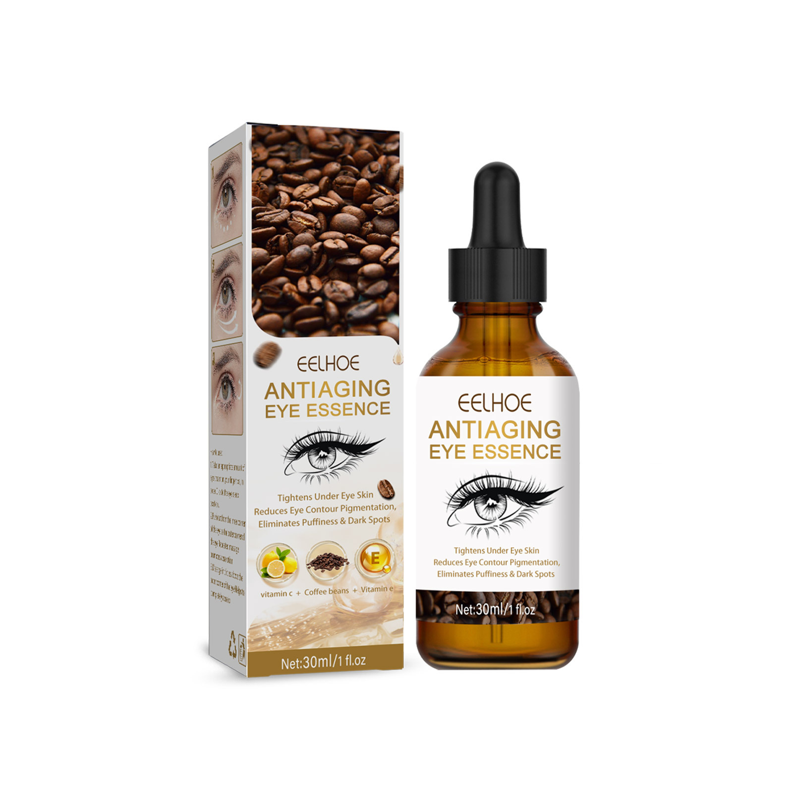 (1 PC) Anti Aging Eye Essence Deep Moisturizing Reduce Dark Circles Fine Lines Refines Pores Anti Puffiness Lightening Eyes Daily Massage Serum Eyes Care 30ml