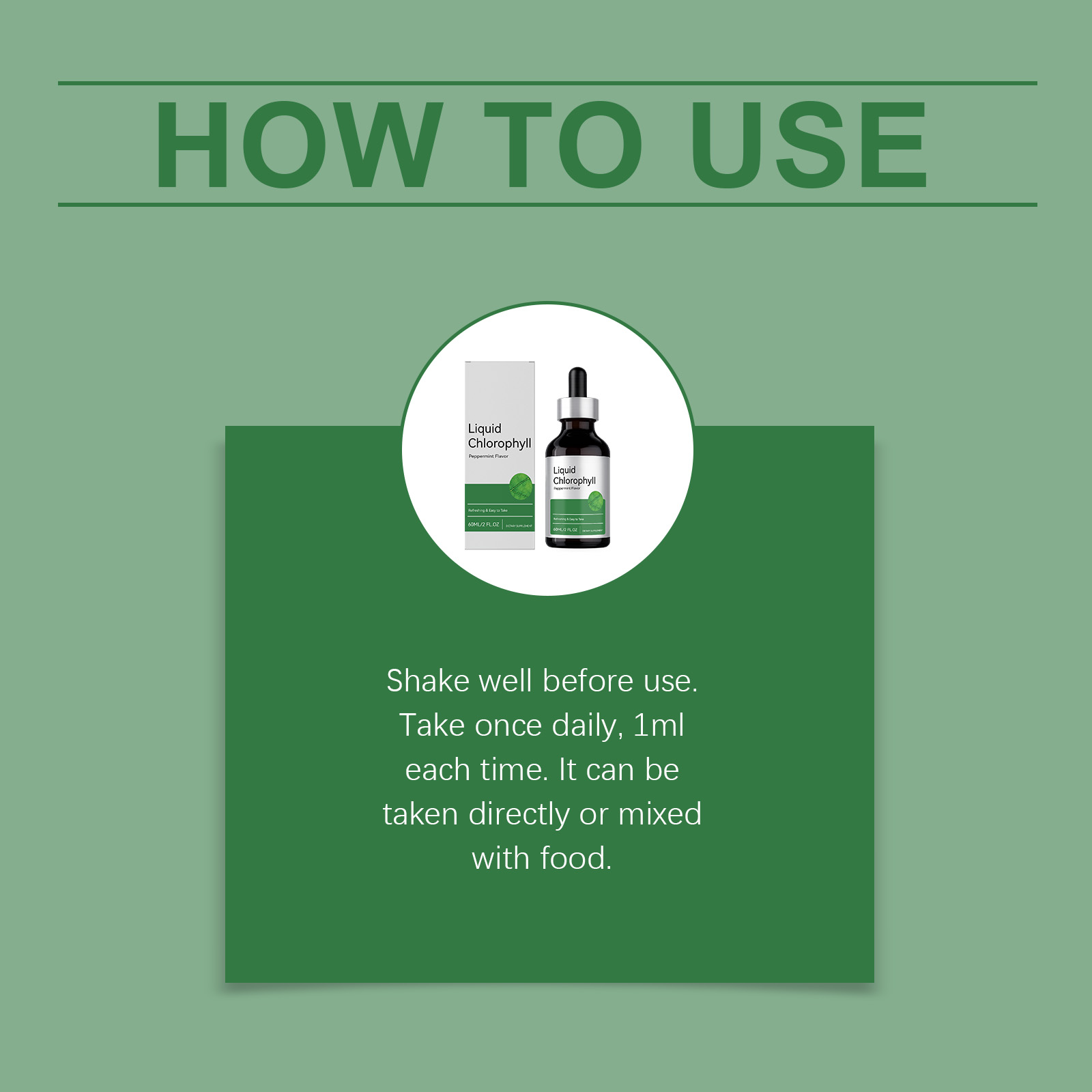 Liquid Chlorophyll Drops | 2 oz | Vegan, Non-GMO, and Gluten Free Formula | Natural Peppermint Flavor