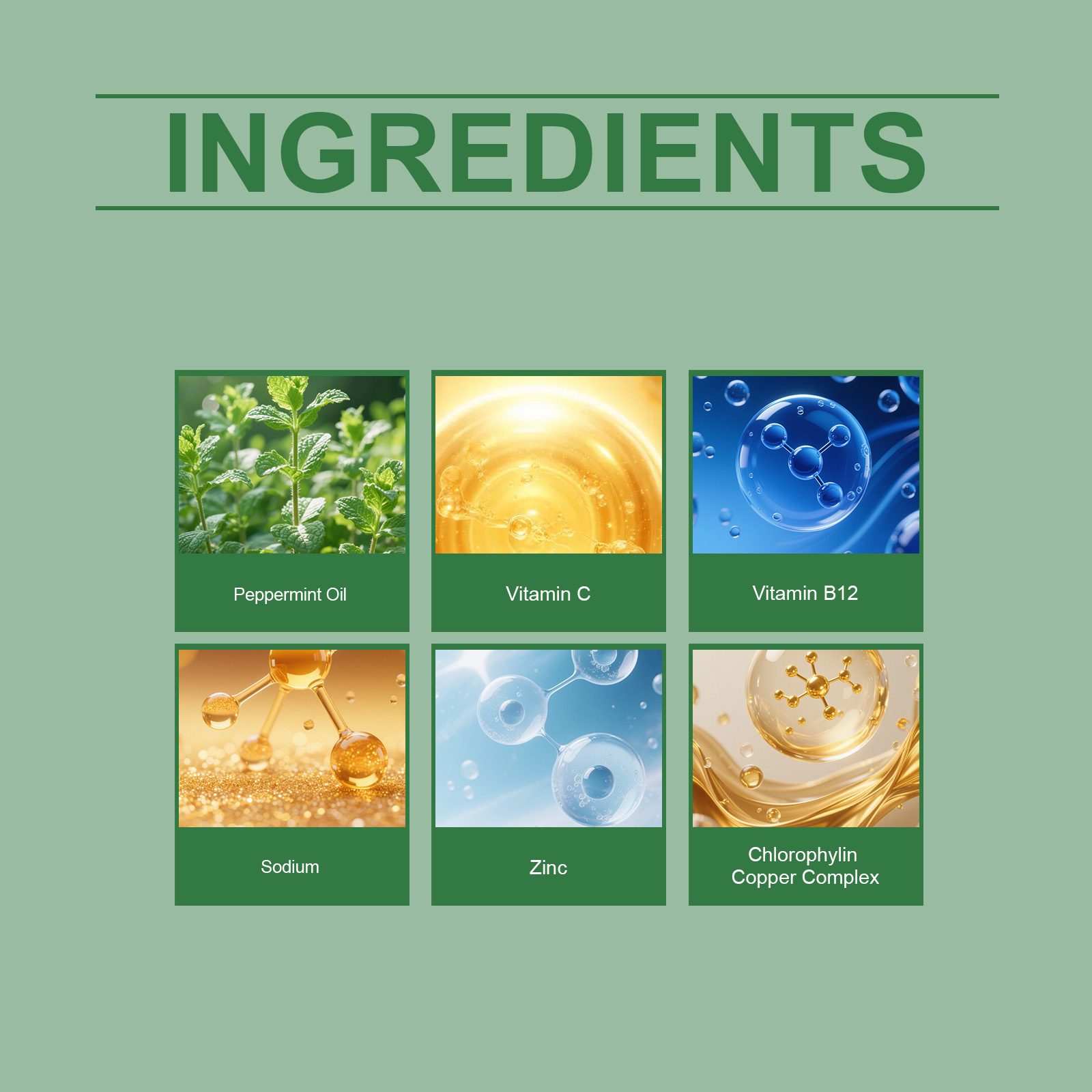 Liquid Chlorophyll Drops | 2 oz | Vegan, Non-GMO, and Gluten Free Formula | Natural Peppermint Flavor