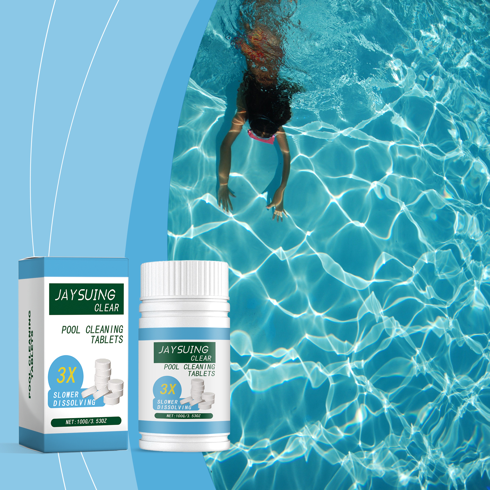 Swimming Pool Chlorine Tablet Pool Cleaning Effervescent Tablet Quick Dissolving Chlorine Pill Sanitizer Water Clear Maintenance ﻿