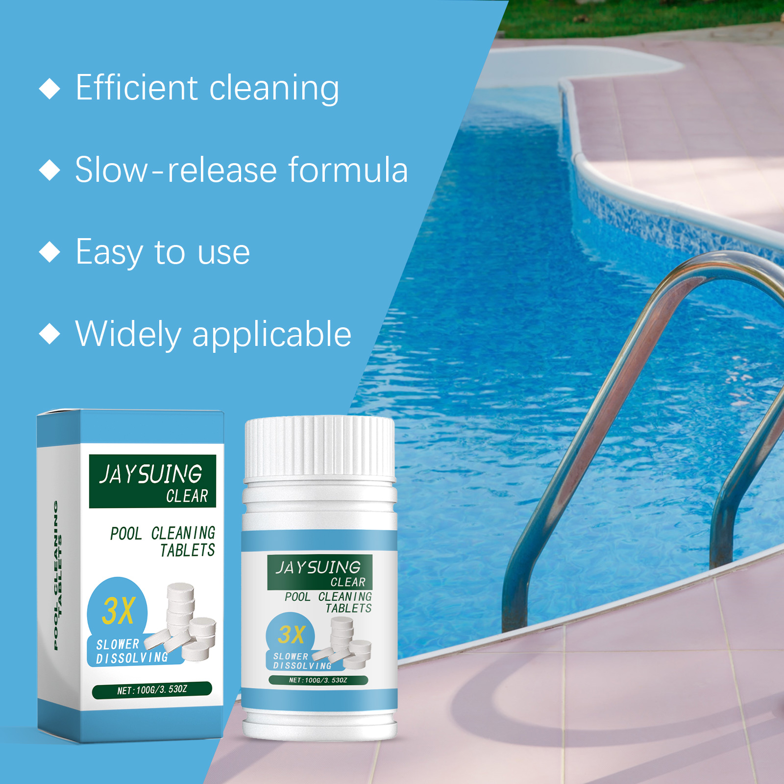 Swimming Pool Chlorine Tablet Pool Cleaning Effervescent Tablet Quick Dissolving Chlorine Pill Sanitizer Water Clear Maintenance ﻿