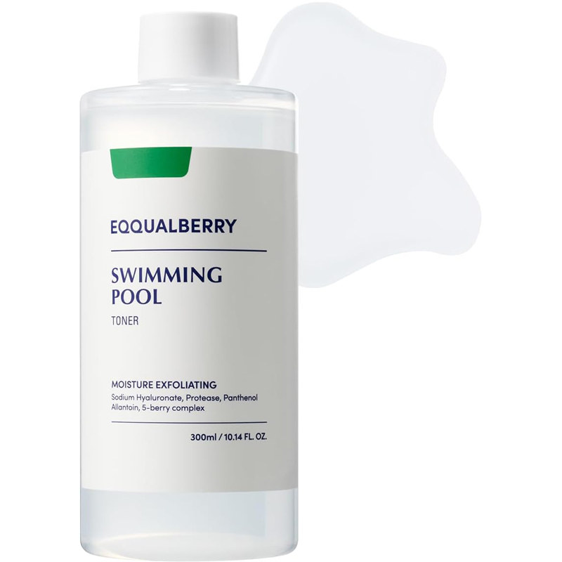 EQQUALBERRY Swimming Pool Toner Korean Toner For Daily Moisture Exfoliating Deep Hydration With Natural Enzyme Protease Hyaluronic Acid For Sensitive Skin 300ml