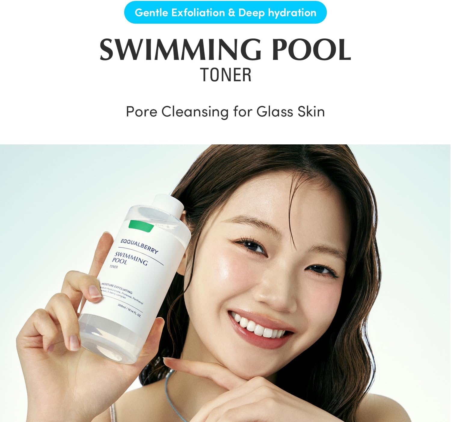 EQQUALBERRY Swimming Pool Toner Korean Toner For Daily Moisture Exfoliating Deep Hydration With Natural Enzyme Protease Hyaluronic Acid For Sensitive Skin 300ml