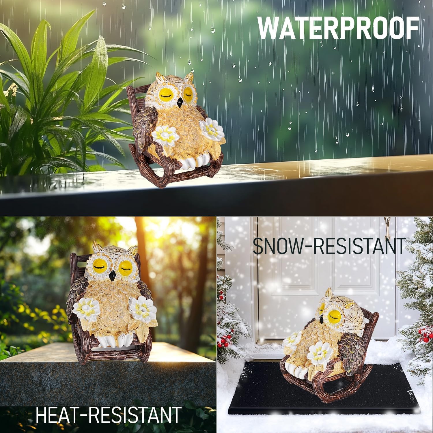 Owl Solar Owl Statue Outdoor Decor Waterproof Garden Gifts for Women Solar Powered Night Light Figurine for Patio Yard home Lawn Decoratio