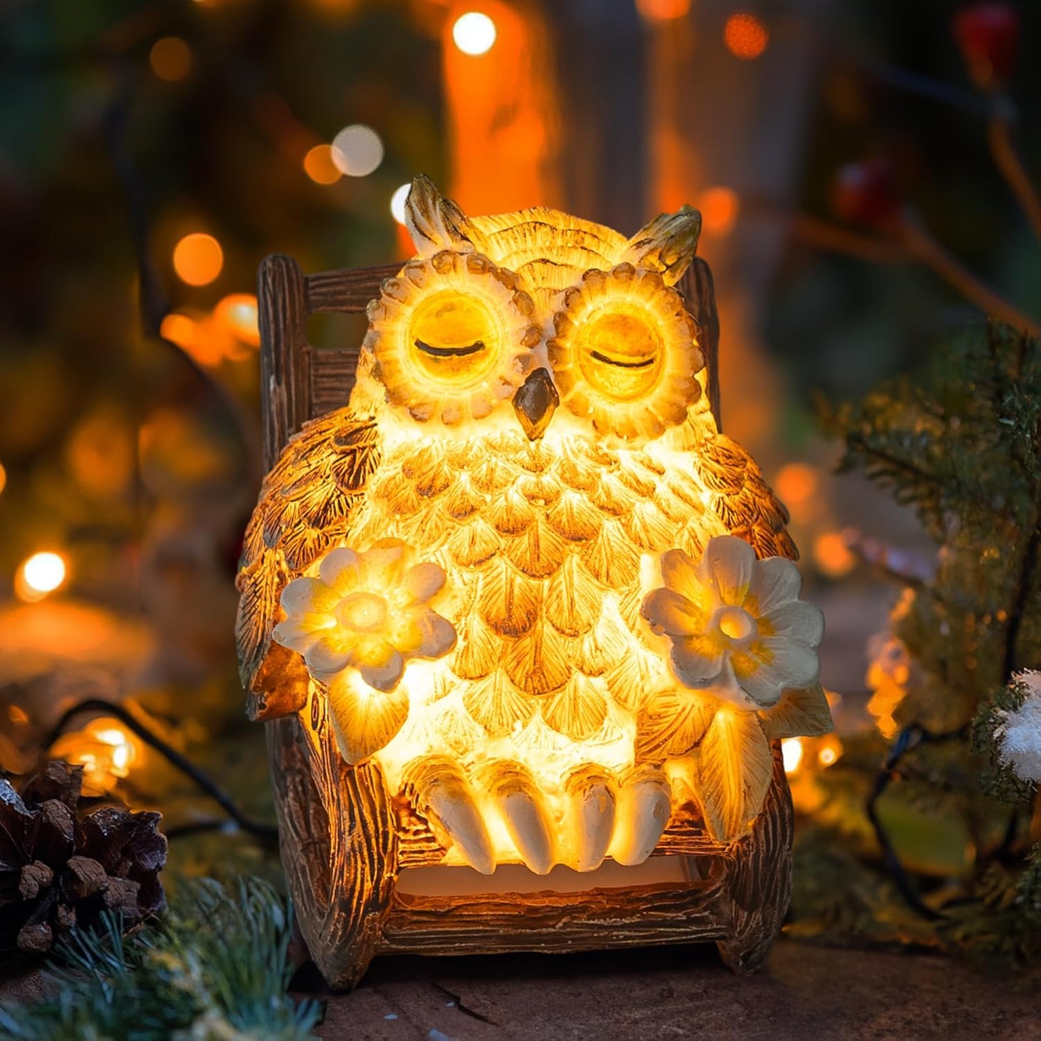 Owl Solar Owl Statue Outdoor Decor Waterproof Garden Gifts for Women Solar Powered Night Light Figurine for Patio Yard home Lawn Decoratio