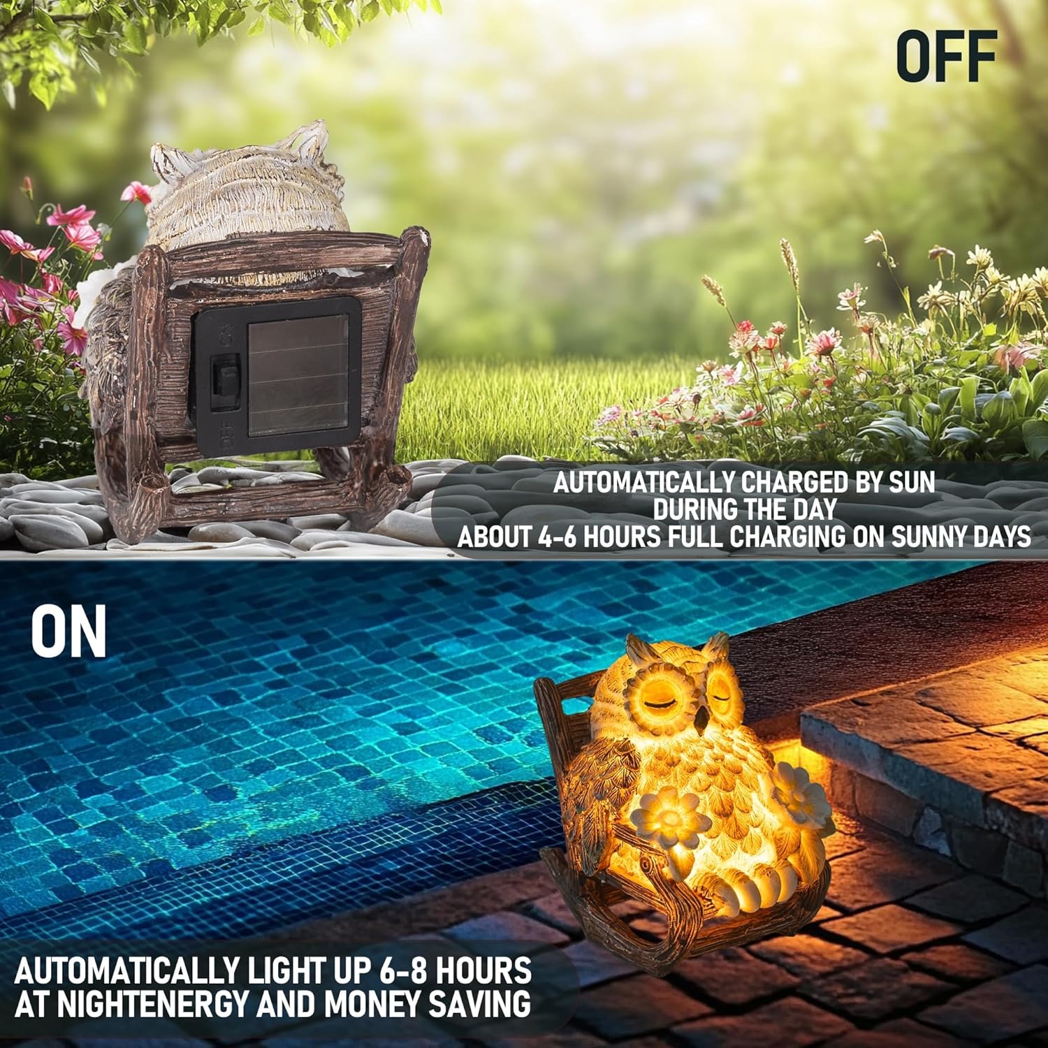 Owl Solar Owl Statue Outdoor Decor Waterproof Garden Gifts for Women Solar Powered Night Light Figurine for Patio Yard home Lawn Decoratio