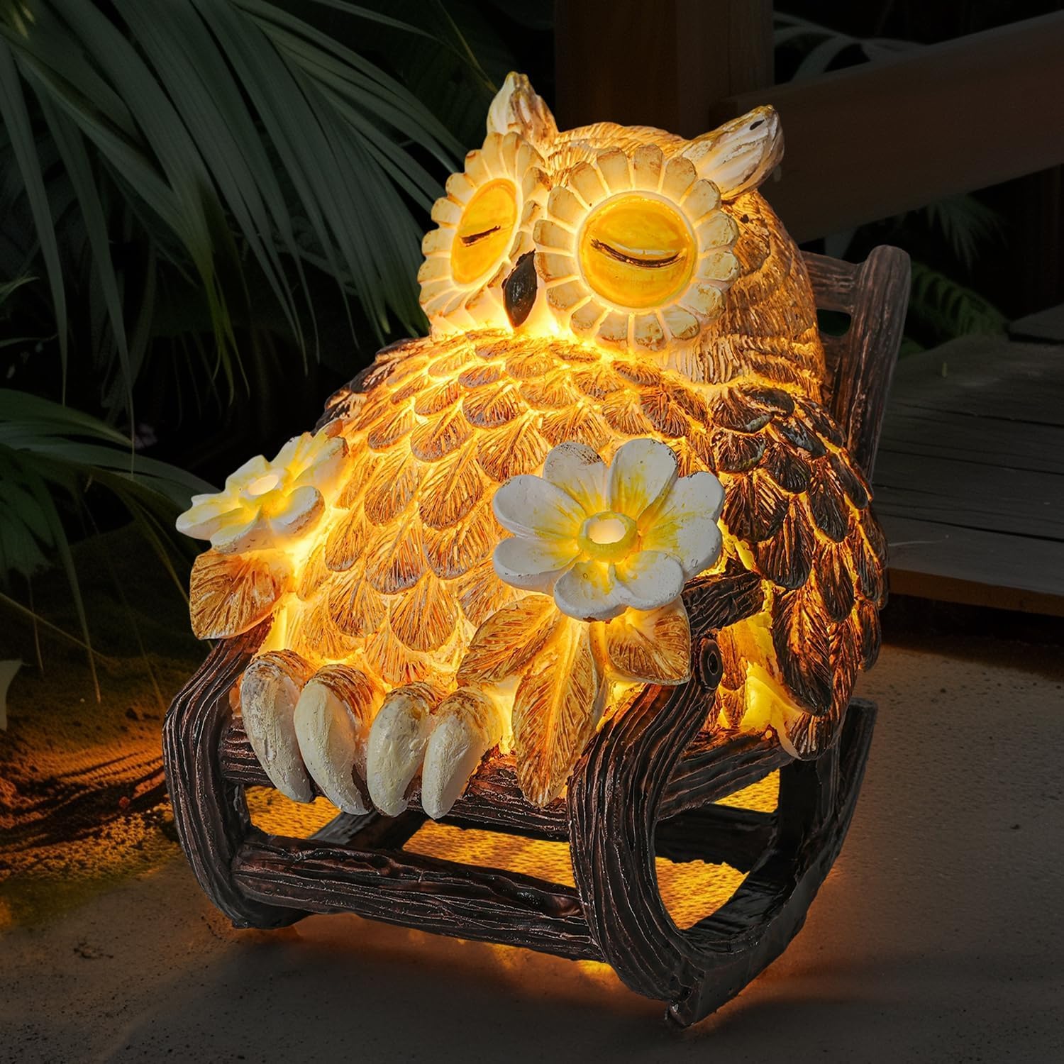 Owl Solar Owl Statue Outdoor Decor Waterproof Garden Gifts for Women Solar Powered Night Light Figurine for Patio Yard home Lawn Decoratio
