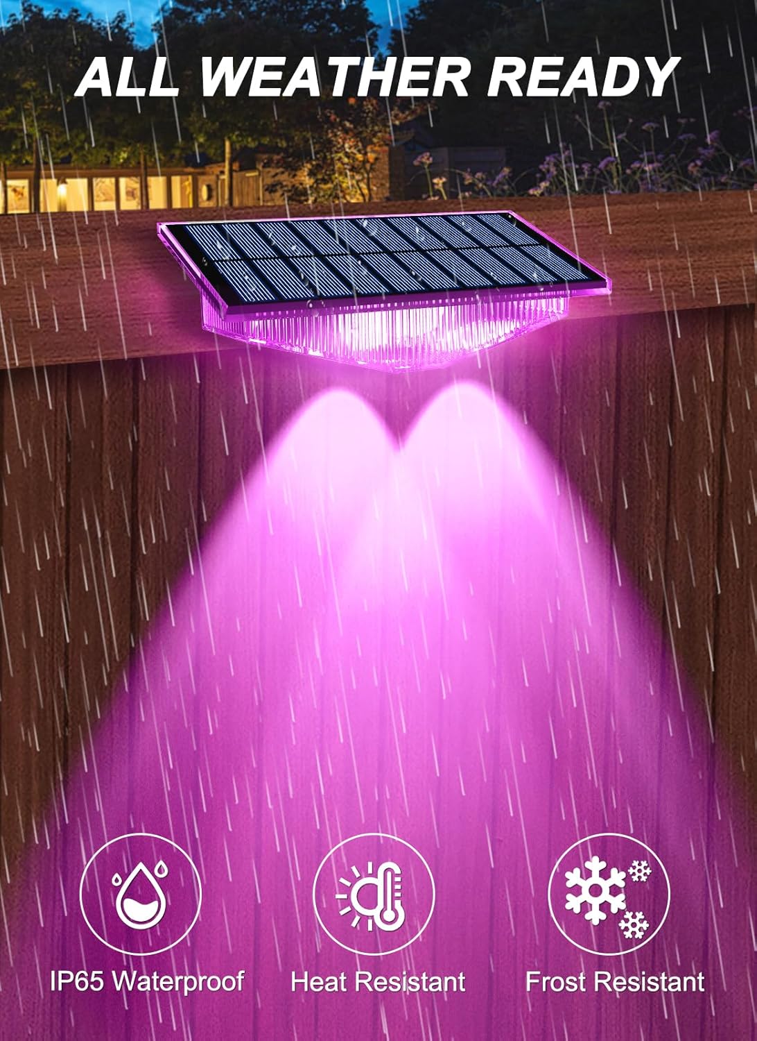 (Warm White) Solar Fence Lights Outdoor Garden Solar Wall Lights 3 Mode Dusk Till Dawn Outdoor Lights for Patio Backyard Porch Pool Decorations 4Packs