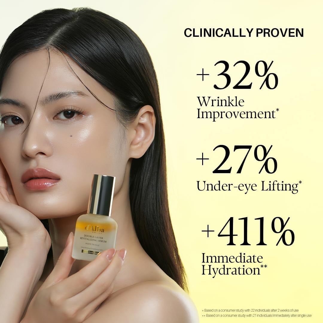 dAlba Piedmont Italian White Truffle Double Layer Revitalizing Serum Hydration Hyaluronic Acid Centella Asiatica Skin Firm Tighten Long-lasting Korean Skin Care