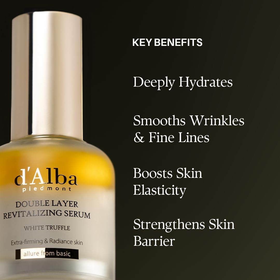 dAlba Piedmont Italian White Truffle Double Layer Revitalizing Serum Hydration Hyaluronic Acid Centella Asiatica Skin Firm Tighten Long-lasting Korean Skin Care
