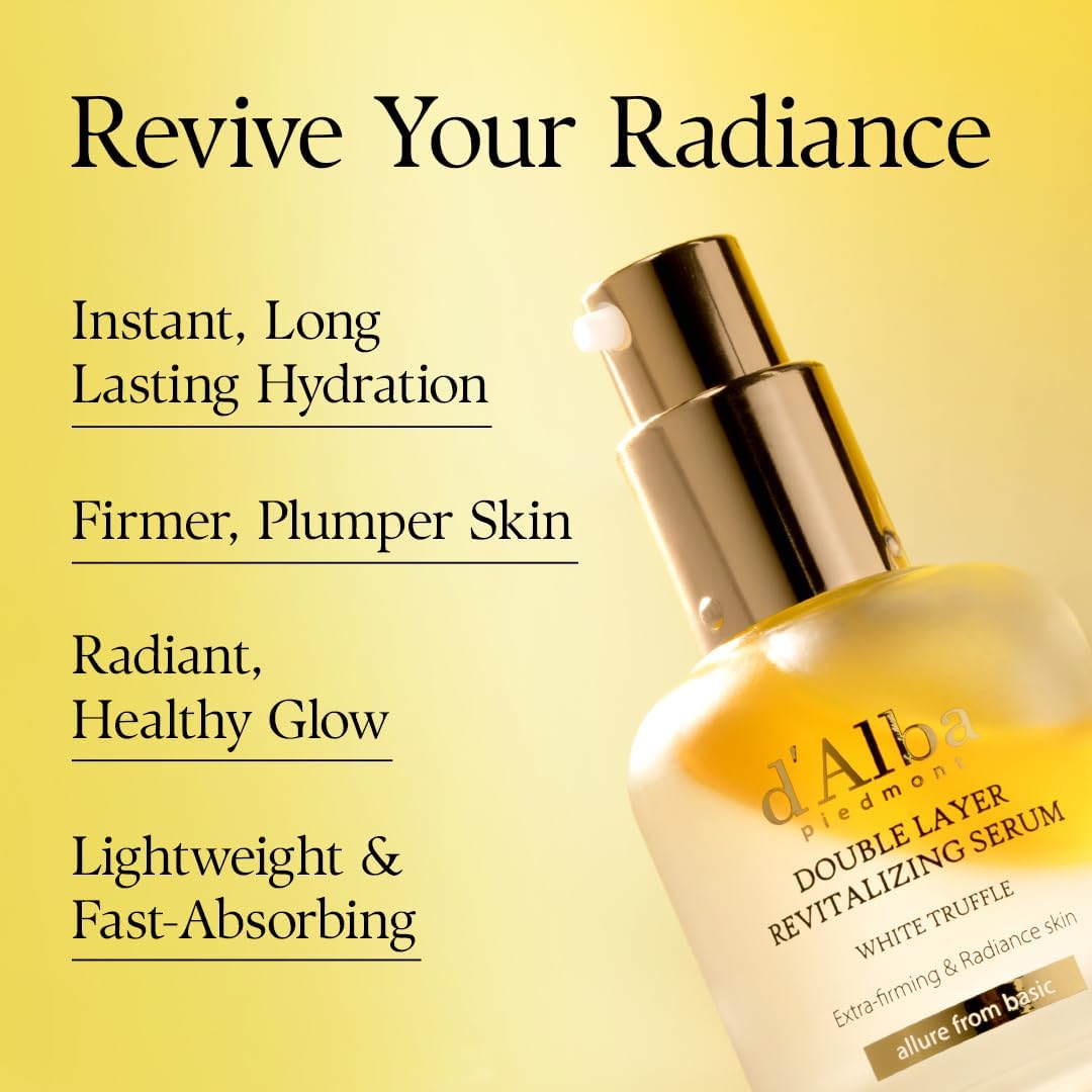 dAlba Piedmont Italian White Truffle Double Layer Revitalizing Serum Hydration Hyaluronic Acid Centella Asiatica Skin Firm Tighten Long-lasting Korean Skin Care