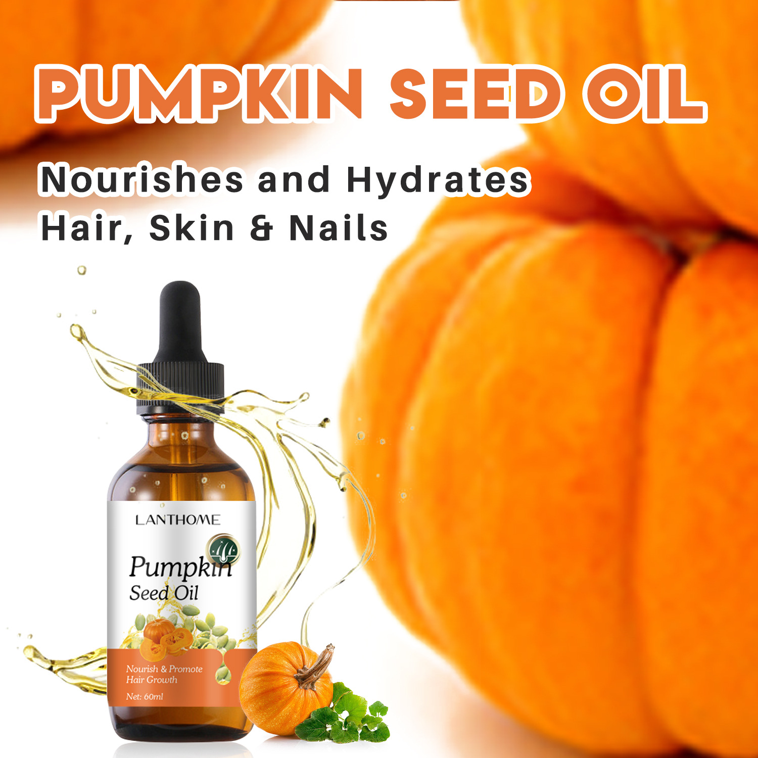 Pumpkin Seed Hair Oil For Nourishing Conditioning And Smoothing Dry Damaged Hair Daily Scalp And Strand Treatment 60ml