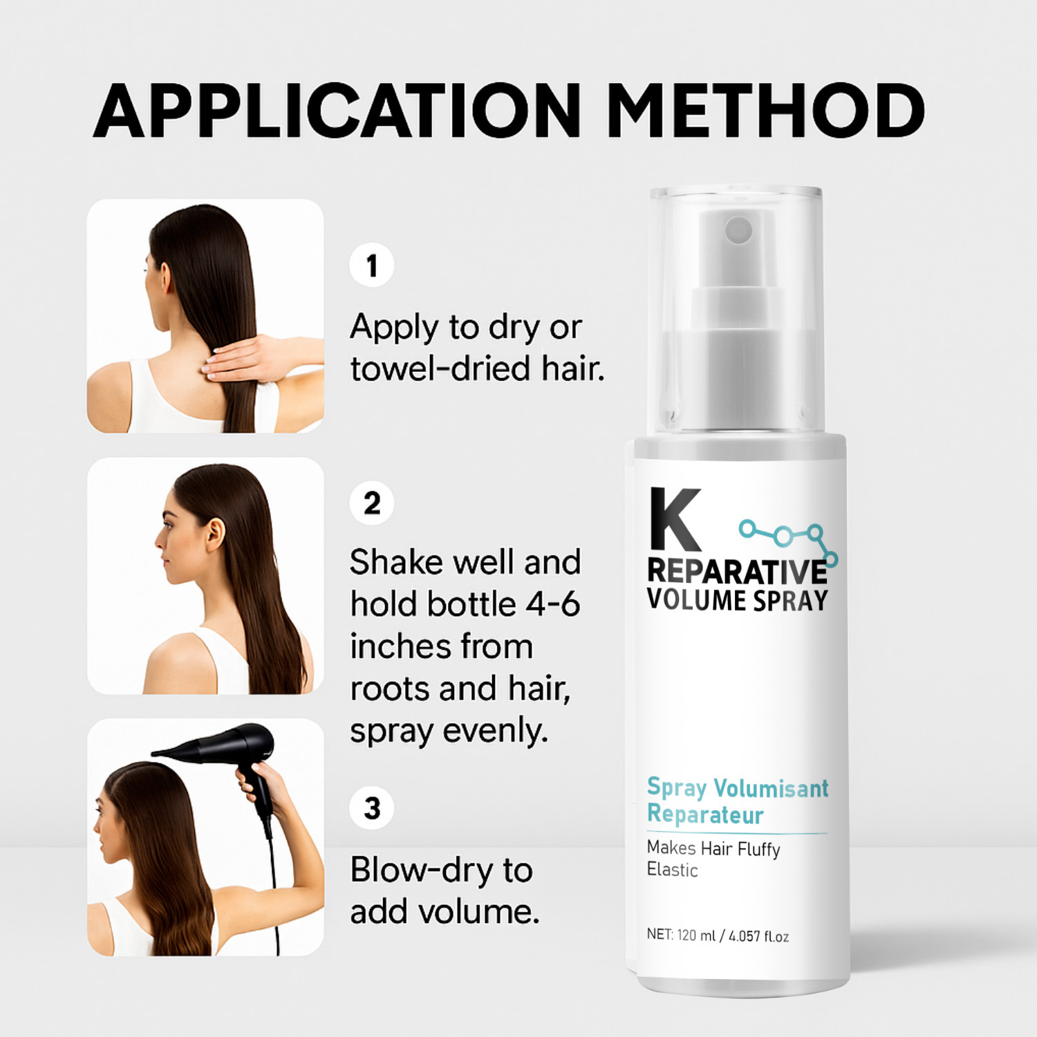 Repairing Volumizing Spray For Dry Flat Hair Scalp Nourishing Daily Hair Care And Styling 120ml