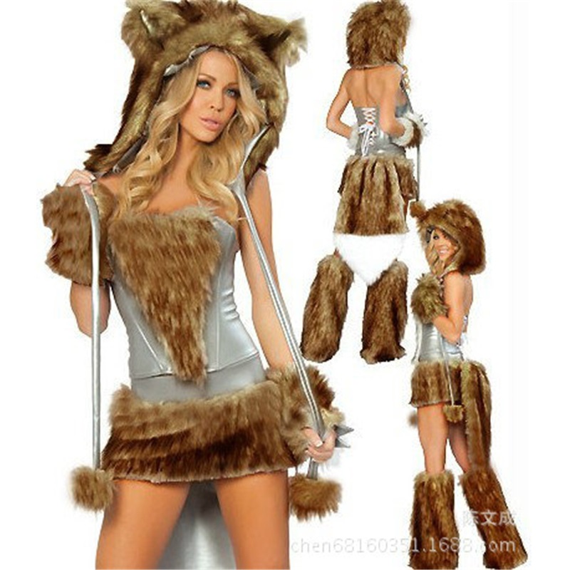 (Bunny Girl) Costume Of Tailed Tiger Leopard Print Catwoman Cat Suit For Halloween Fancy Dress Ds Performance Savage Outfit