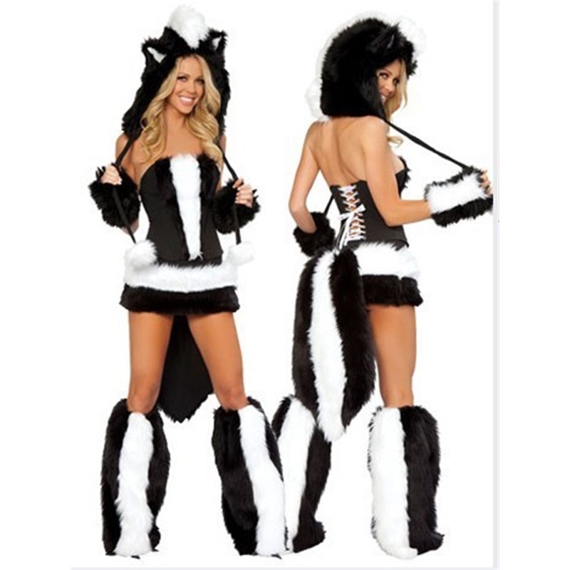 (Bunny Girl) Costume Of Tailed Tiger Leopard Print Catwoman Cat Suit For Halloween Fancy Dress Ds Performance Savage Outfit