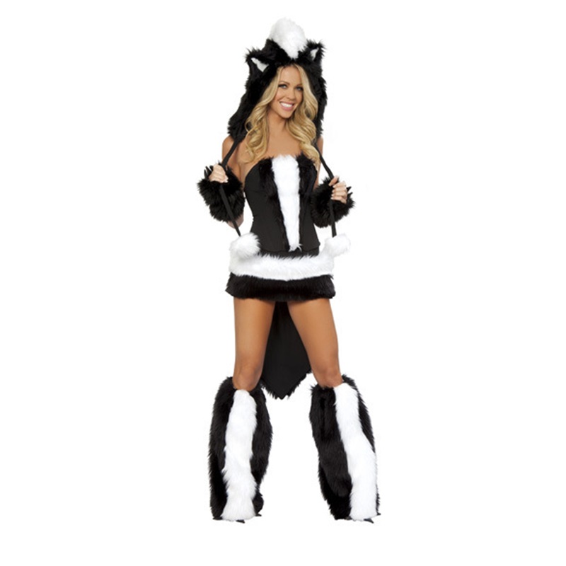 (Bunny Girl) Costume Of Tailed Tiger Leopard Print Catwoman Cat Suit For Halloween Fancy Dress Ds Performance Savage Outfit