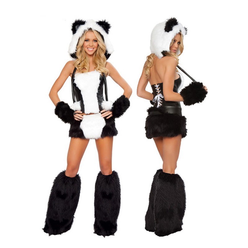 (Bunny Girl) Costume Of Tailed Tiger Leopard Print Catwoman Cat Suit For Halloween Fancy Dress Ds Performance Savage Outfit