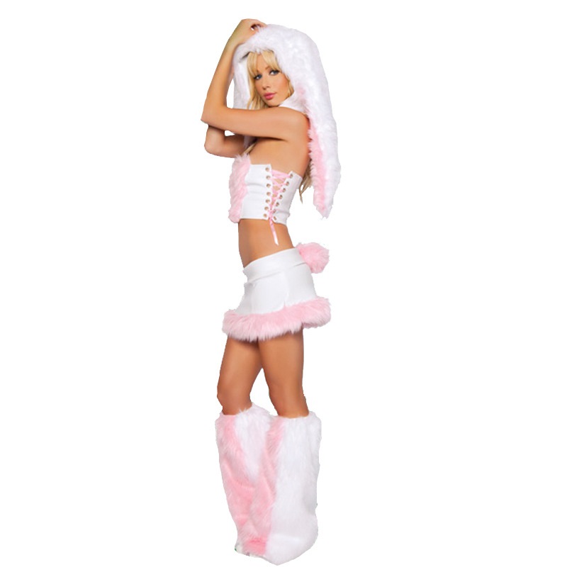 (Bunny Girl) Costume Of Tailed Tiger Leopard Print Catwoman Cat Suit For Halloween Fancy Dress Ds Performance Savage Outfit