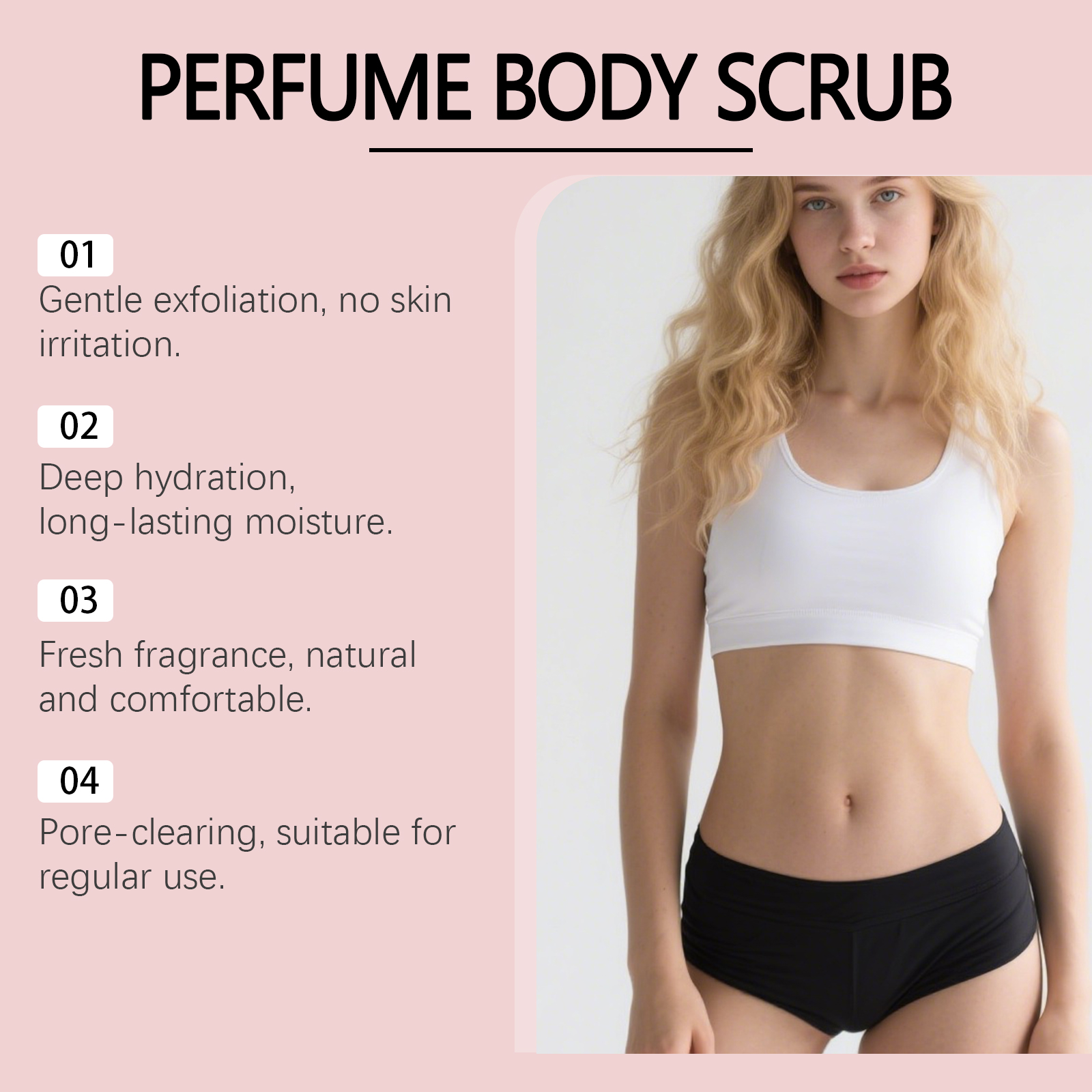Coral Rose Fragrance Body Scrub Mild Deep Cleansing Hydrating Soft Daily Skin Care For Whole Body