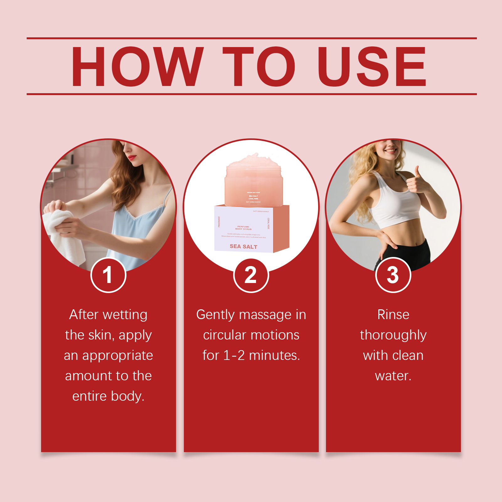 Coral Rose Fragrance Body Scrub Mild Deep Cleansing Hydrating Soft Daily Skin Care For Whole Body
